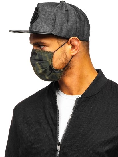 Men's Double-layered Reusable Protective Face Mask Khaki Bolf 01