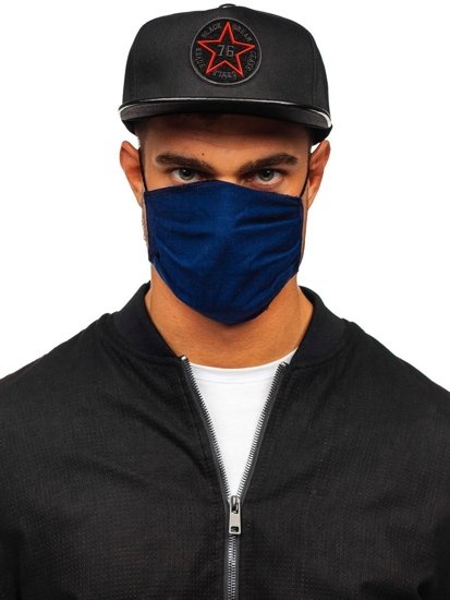 Men's Double-layered Reusable Protective Face Mask Navy Blue Bolf 01