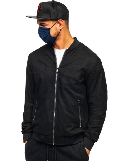 Men's Double-layered Reusable Protective Face Mask Navy Blue Bolf 01