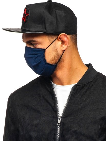 Men's Double-layered Reusable Protective Face Mask Navy Blue Bolf 01