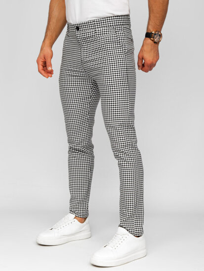 Men’s Elegant Checkered Pants Black Bolf 184143