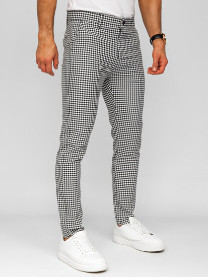 Men’s Elegant Checkered Pants Black Bolf 184143