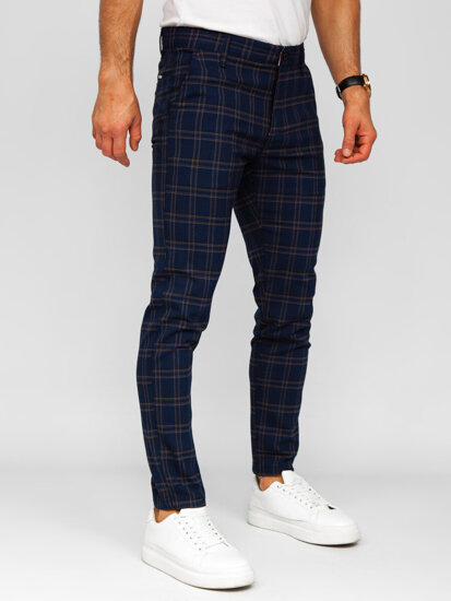 Men’s Elegant Checkered Pants Navy Blue Bolf 184189