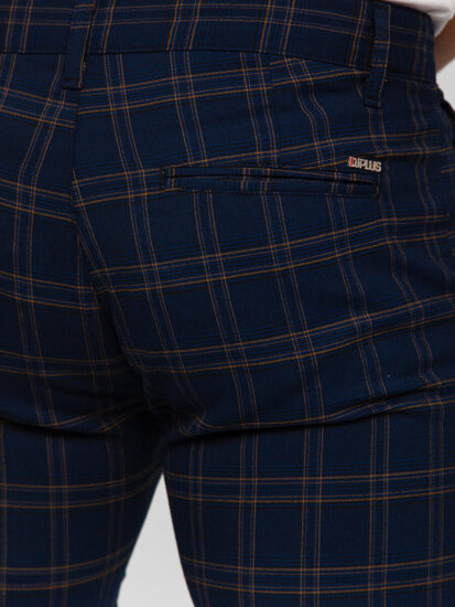 Men’s Elegant Checkered Pants Navy Blue Bolf 184189