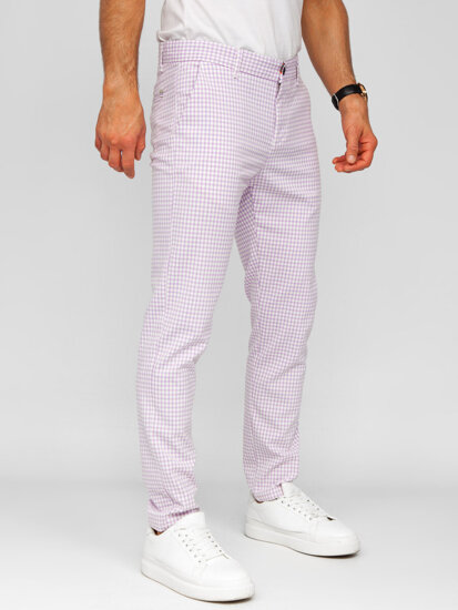 Men’s Elegant Checkered Pants Violet Bolf 184143