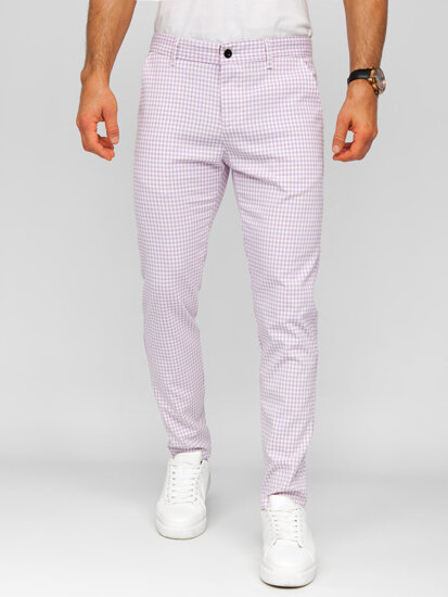 Men’s Elegant Checkered Pants Violet Bolf 184143