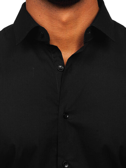 Men's Elegant Cotton Long Sleeve Slim Fit Shirt Black Bolf TSM14