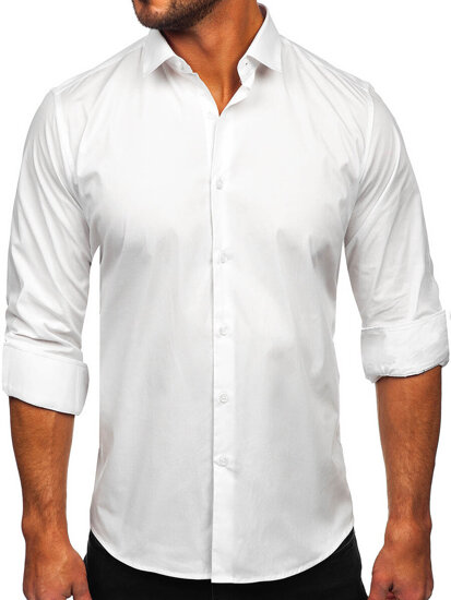 Men's Elegant Cotton Long Sleeve Slim Fit Shirt White Bolf TSM13