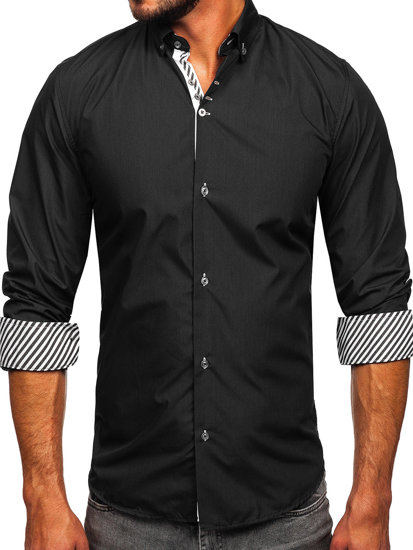 Men's Elegant Long Sleeve Shirt Anthracite Bolf 5796-1