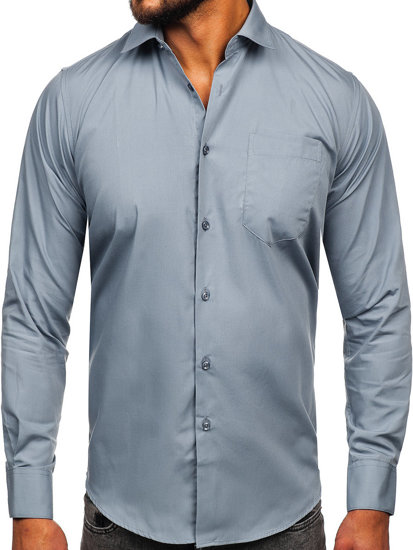 Men's Elegant Long Sleeve Shirt Anthracite Bolf M14