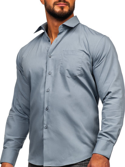 Men's Elegant Long Sleeve Shirt Anthracite Bolf M14