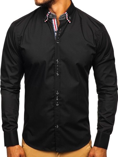 Men's Elegant Long Sleeve Shirt Black Bolf 0926