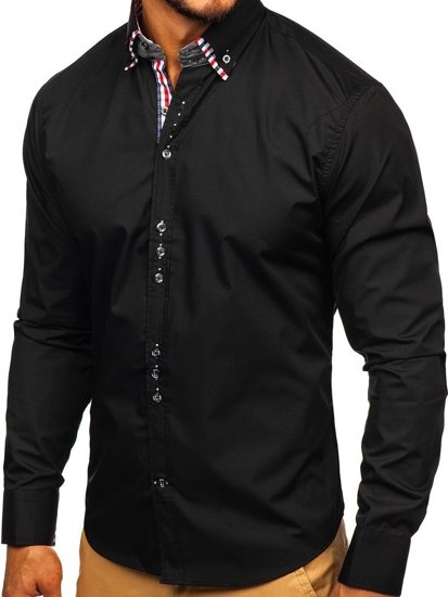 Men's Elegant Long Sleeve Shirt Black Bolf 0926