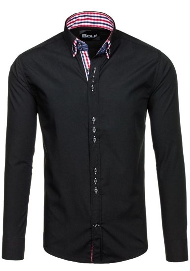 Men's Elegant Long Sleeve Shirt Black Bolf 0926