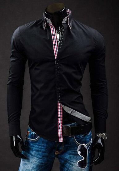 Men's Elegant Long Sleeve Shirt Black Bolf 0926A