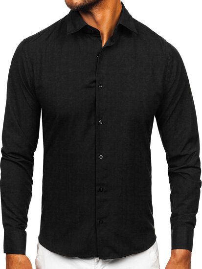 Men’s Elegant Long Sleeve Shirt Black Bolf 24740