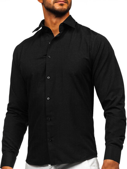 Men’s Elegant Long Sleeve Shirt Black Bolf 24740