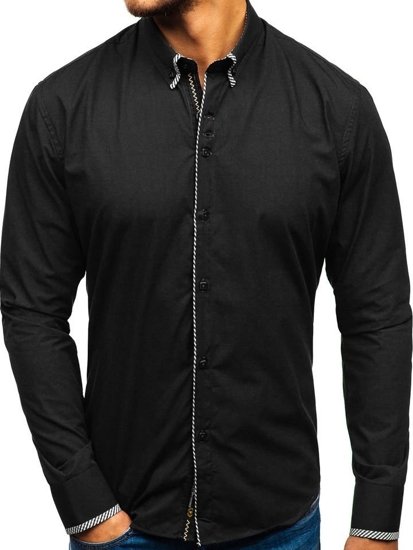 Men's Elegant Long Sleeve Shirt Black Bolf 2701-1