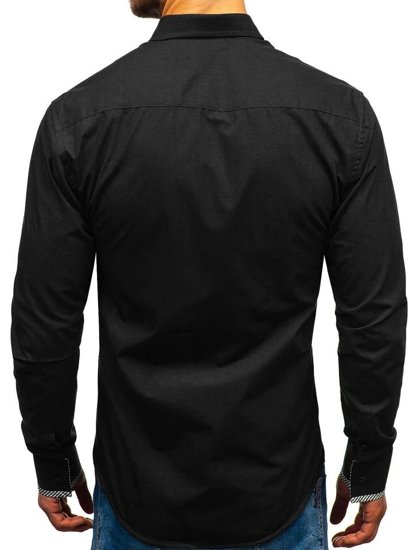 Men's Elegant Long Sleeve Shirt Black Bolf 2701-1