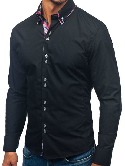 Men's Elegant Long Sleeve Shirt Black Bolf 2712