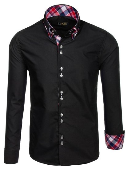 Men's Elegant Long Sleeve Shirt Black Bolf 2712