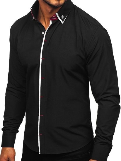 Men's Elegant Long Sleeve Shirt Black Bolf 2767-1