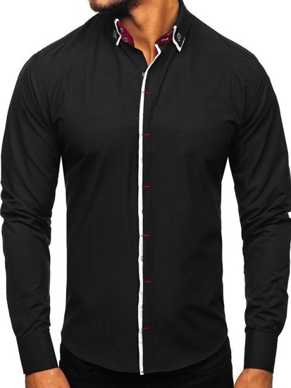 Men's Elegant Long Sleeve Shirt Black Bolf 2767-1