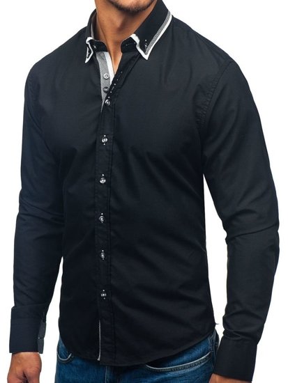 Men's Elegant Long Sleeve Shirt Black Bolf 3704-1
