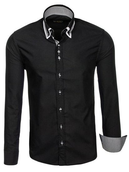 Men's Elegant Long Sleeve Shirt Black Bolf 3704-1