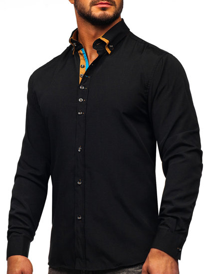 Men's Elegant Long Sleeve Shirt Black Bolf 3708-1