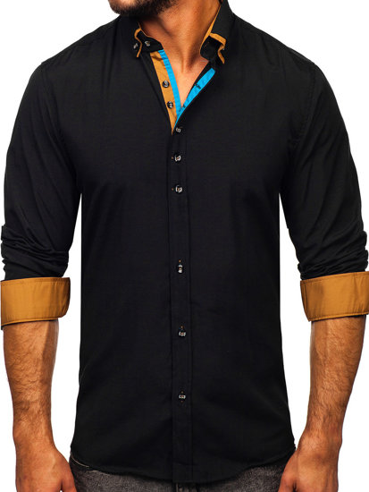 Men's Elegant Long Sleeve Shirt Black Bolf 3708-1