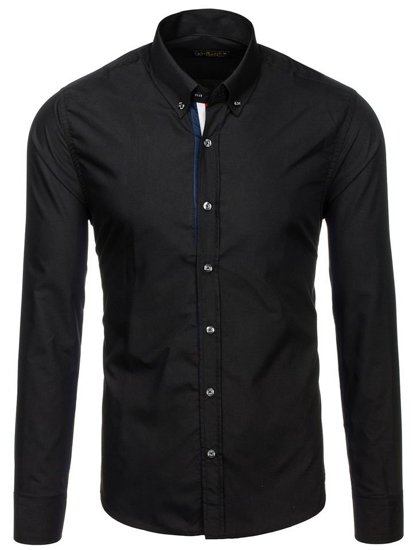 mens black long sleeve collared shirt