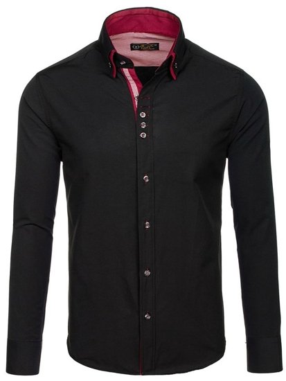 Men's Elegant Long Sleeve Shirt Black Bolf 4706