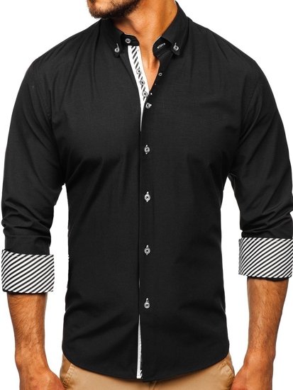 Men's Elegant Long Sleeve Shirt Black Bolf 5796