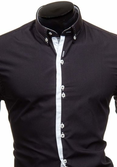 Men's Elegant Long Sleeve Shirt Black Bolf 5814