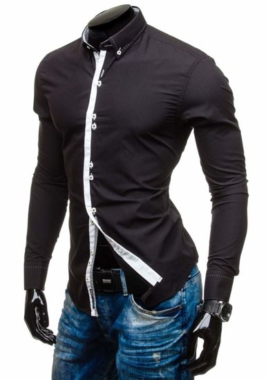 Men's Elegant Long Sleeve Shirt Black Bolf 5814