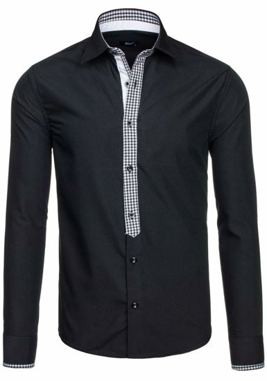 Men's Elegant Long Sleeve Shirt Black Bolf 6873