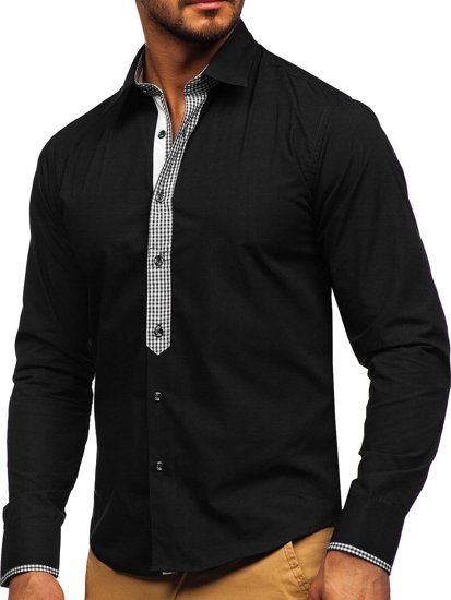 Men's Elegant Long Sleeve Shirt Black Bolf 6873