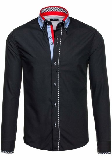 Men's Elegant Long Sleeve Shirt Black Bolf 6874