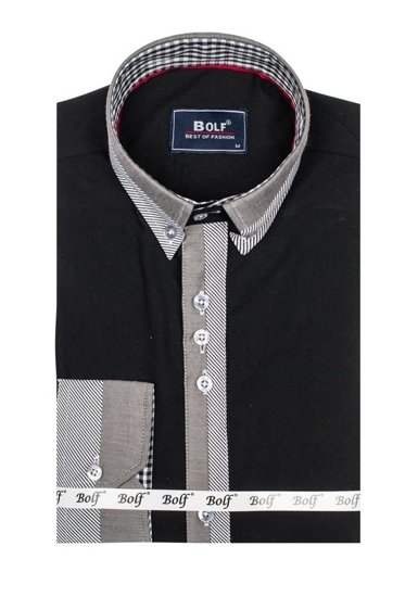 Men's Elegant Long Sleeve Shirt Black Bolf 6950