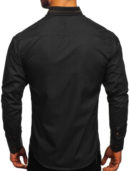 Men's Elegant Long Sleeve Shirt Black Bolf 6964