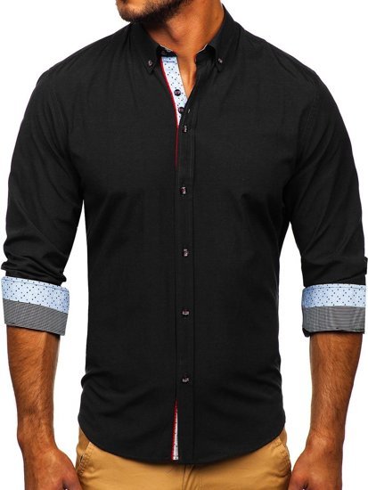 Men's Elegant Long Sleeve Shirt Black Bolf 8839