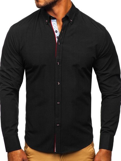 Men's Elegant Long Sleeve Shirt Black Bolf 8839