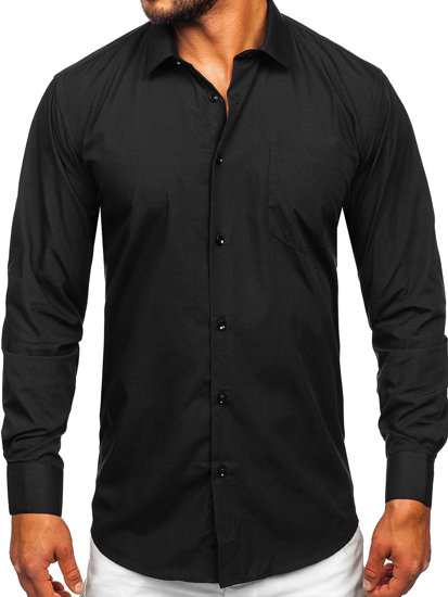 Men's Elegant Long Sleeve Shirt Black Bolf M14