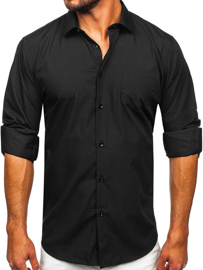 Men's Elegant Long Sleeve Shirt Black Bolf M14