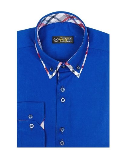 Men's Elegant Long Sleeve Shirt Blue Bolf 4704-1