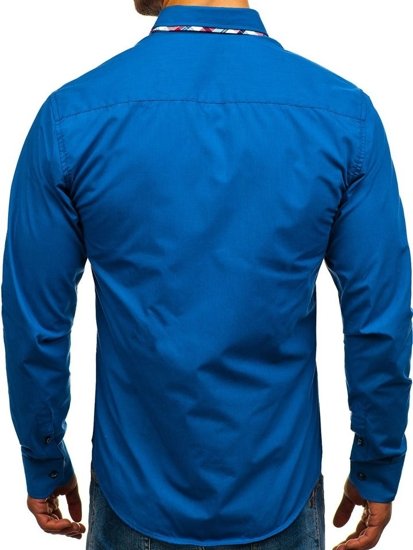 Men's Elegant Long Sleeve Shirt Blue Bolf 4704-1