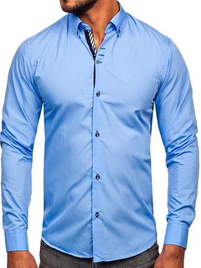 Men's Elegant Long Sleeve Shirt Blue Bolf 5796-1