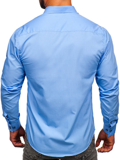 Men's Elegant Long Sleeve Shirt Blue Bolf 5796-1