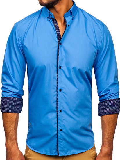 Men's Elegant Long Sleeve Shirt Blue Bolf 7724-1